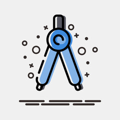 Icon pair of compasses. School and education elements. Icons in MBE style. Good for prints, posters, logo, advertisement, infographics, etc.