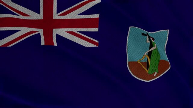 Flag of Montserrat, Montserrat 3D Animation flag waving in the wind. 4K Montserrat Flag Animation waving with fabric texture.
