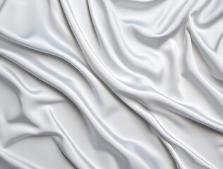 Obraz premium Elegant White Satin Fabric Background with Soft Draped Texture