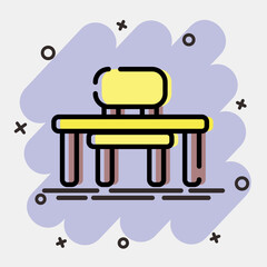 Icon desk. School and education elements. Icons in comic style. Good for prints, posters, logo, advertisement, infographics, etc.