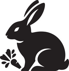 Naklejka premium Rabbit black silhouette vector
