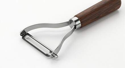 Sleek Wooden-Handled Vegetable Peeler on Bright Background AI Generated