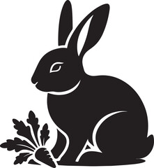 Obraz premium Rabbit black silhouette vector
