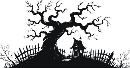 halloween vector tree | Spooky Halloween Vector Tree | Best Halloween Tree Vector | Free and Premium Halloween Vector Trees
