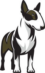 Elegant English Bull Terrier Dog Sketch in Stylized Design Illustration