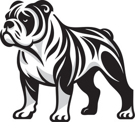 Elegant American Bulldog Dog Sketch in Stylized Design Illustration