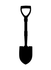 Shovel Silhouette with a D-Handle and a Rounded Blade, Representing the Concept of Manual Labor, Digging, and Working with Soil.

