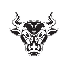 bull head mascot silhouette icon with aggressive expression vector illustration	
