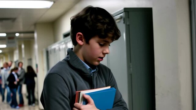 Boy being harassed by female classmates at school