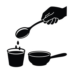 Measuring Spoon in Hand Vector – Cooking Tool Silhouette with Grip and Precision

