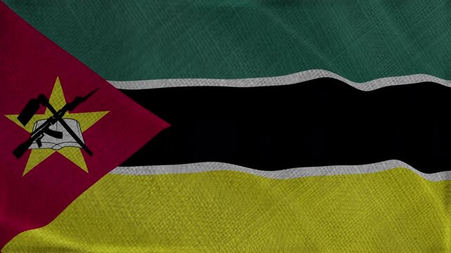 Flag of Mozambique, Mozambique 3D Animation flag waving in the wind. 4K Mozambique Flag Animation waving with fabric texture.
