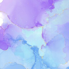 Obraz premium Abstract Watercolor Whispers: An ethereal fusion of pastel hues and golden accents dances on a blank canvas, evocative of serenity. capturing a world of fluid beauty