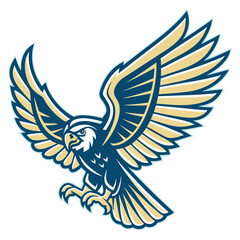 Fierce flying owl logo mascot with open wings and claws in dynamic sport style.