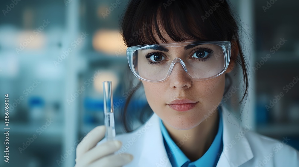 Poster a focused scientist conducting an experiment in a laboratory