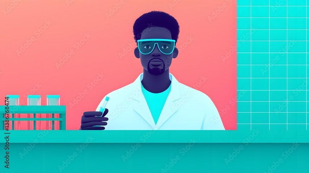 Poster scientist conducting experiments in a laboratory