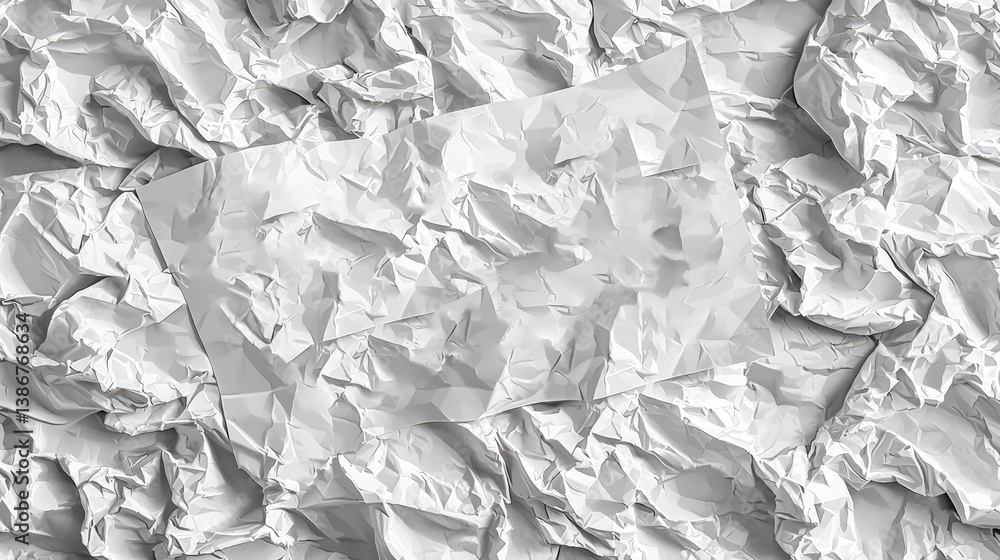 Aufkleber crumpled paper texture: abstract white and grey background for design projects