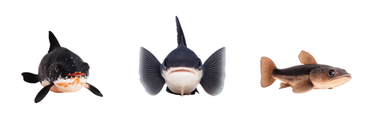 Three Distinct Freshwater Fish Species with Unique Features and Coloration