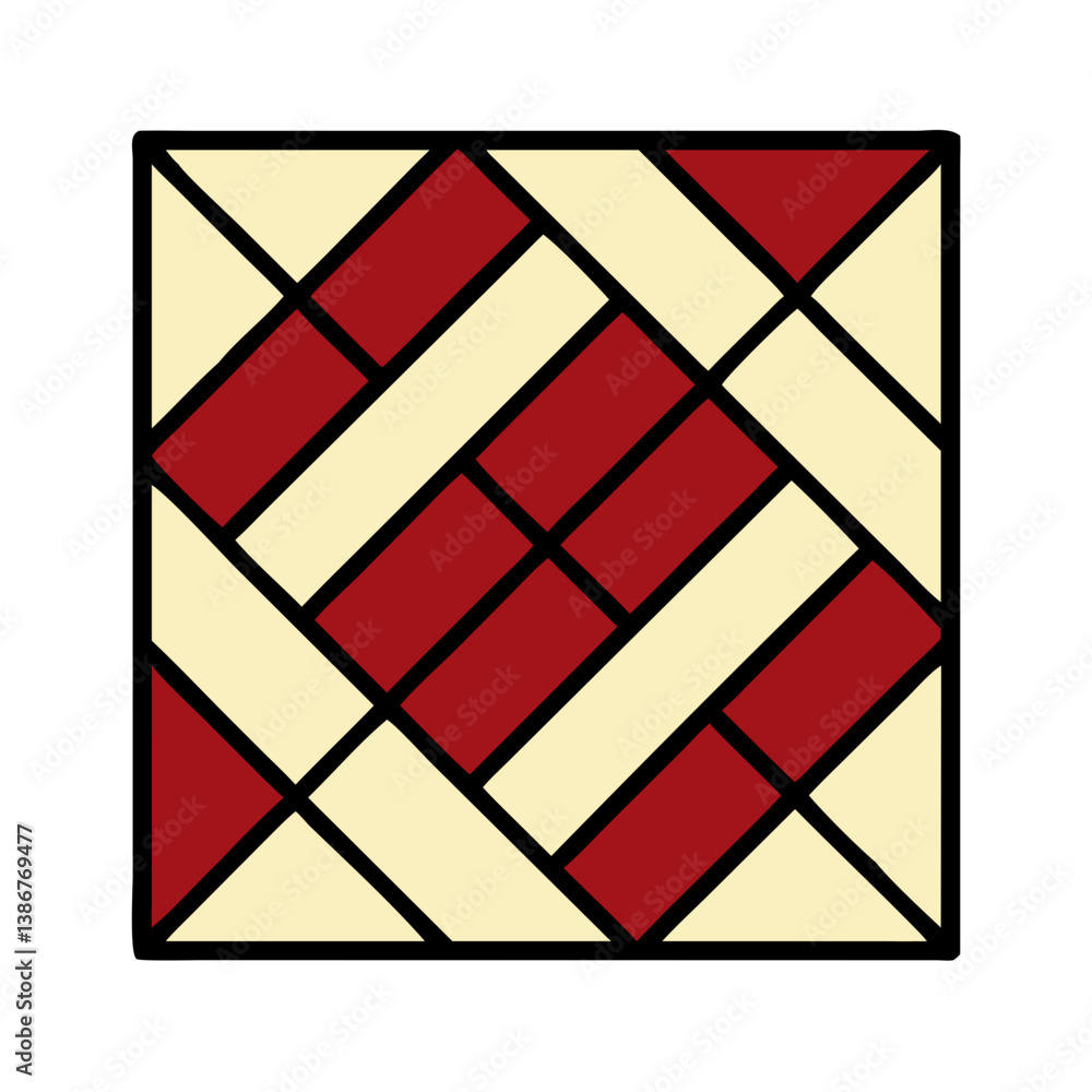 Aufkleber abstract geometric pattern red and beige interlocking tiles
