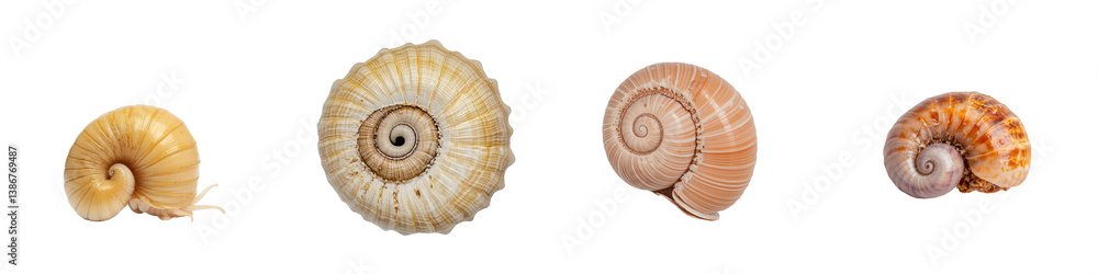 Aufkleber various types of nautilus shells displayed on a white background for artistic purposes