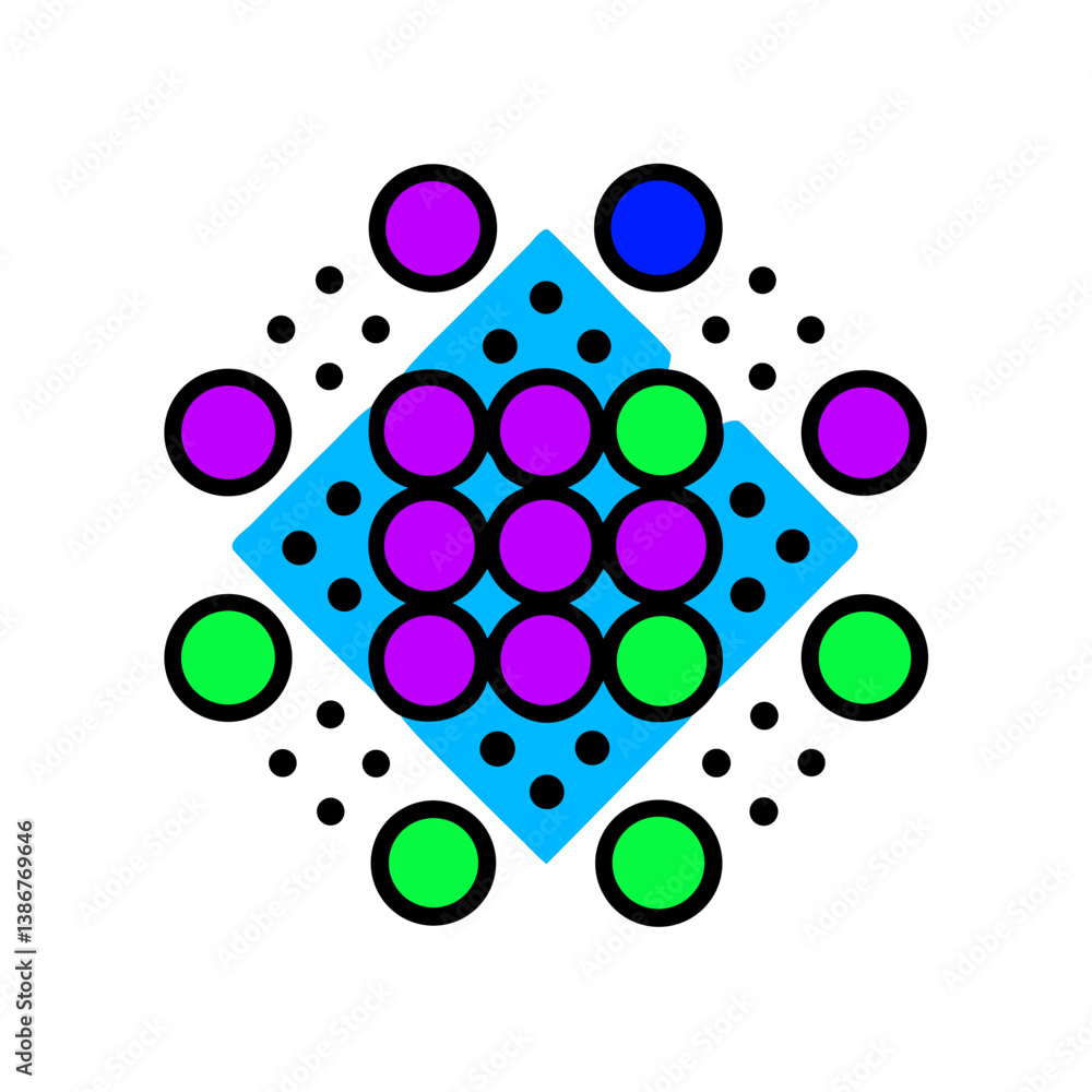 Poster abstract colorful geometric pattern design with circles and square on white background