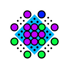 Abstract Colorful Geometric Pattern Design With Circles And Square On white Background