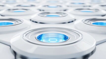 Futuristic technology panel with glowing lenses