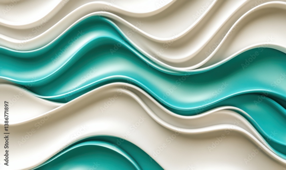 Poster abstract teal and white wave pattern background for design