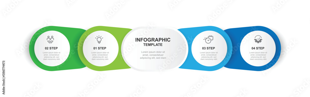 Poster 4 step infographic template with icons suitable for business information and web presentation
