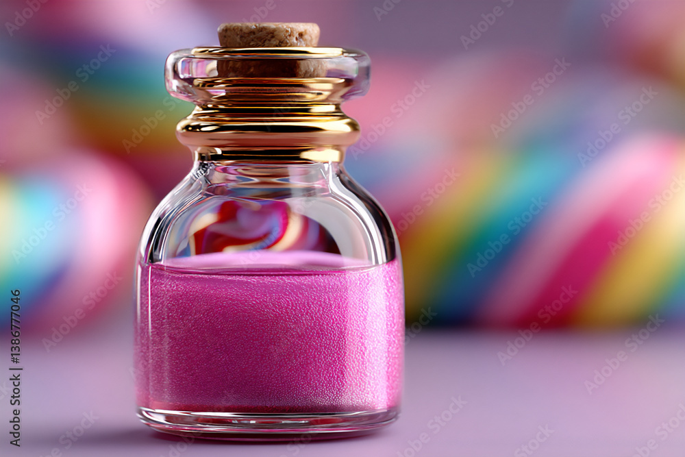 Poster p: a close-up shot of a transparent bottle with swirling liquid, creating abstract patterns