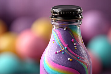 p: a close-up shot of a transparent bottle with swirling liquid, creating abstract patterns