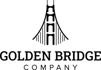 simple black golden gate bridge construction silhouette logo design