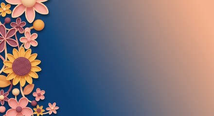 Naklejka premium Elegant Floral Design: 3D Rendered Blooms on a Gradient Background