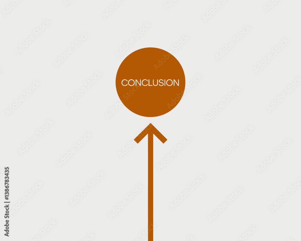 Aufkleber diagram showing conclusion circle with arrow pointing to it, infographic.
