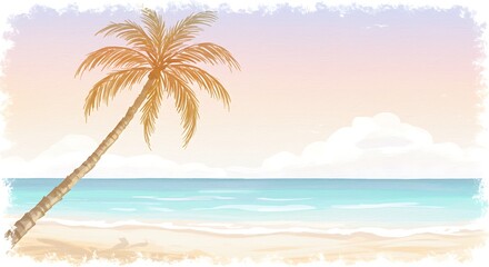 Fototapeta premium Pastel Paradise: A Digital Beachscape AI Generated