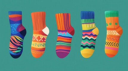 Celebrate National Sock Day with quirky, colorful knit socks that bring warmth and joy to your wardrobe! illustration