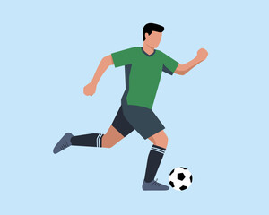 Obraz premium Soccer Player Kicking Ball - Vector Illustration of Footballer in Action
