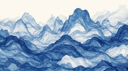 Hand-painted lines, abstract ink landscape decorations, art poster background illustration