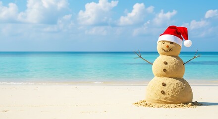 Sandcastle Santa's Tropical Christmas AI Generated
