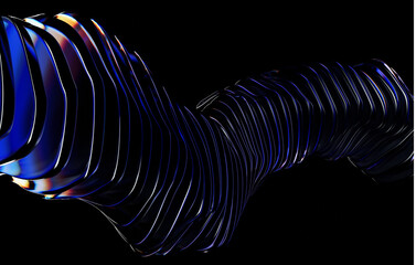 Geometric glass on black background, Beautiful Dispersion effect, Abstract background, 3d render