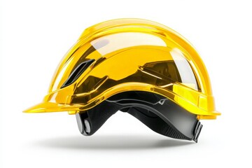 Yellow Safety Helmet on White Background for Construction Use - Ideal for Safety, Work, and Industrial Themes in Stock Photography