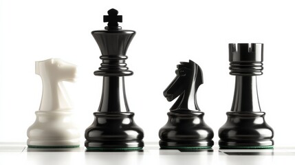Elegant Chess Pieces Isolated on White Background for Strategy Theme