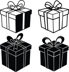 beautiful black gift box vector silhouette art this is an editable and printable vector eps file
