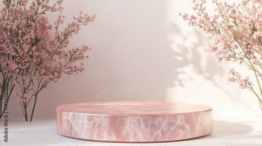 Poster empty podium or pedestal showcased on a white background featuring a box stand concept blank product