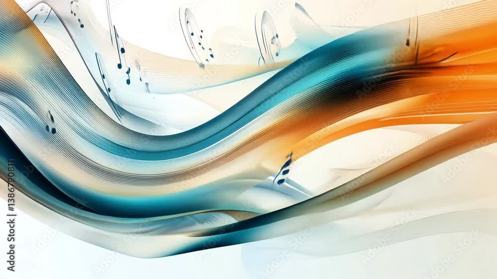 Aufkleber harmonic fusion: abstract swirls of vibrant color and delicate musical notes merge in an evocative d