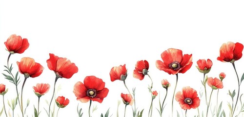 Obraz premium red tulips border