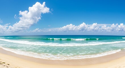 Fototapeta premium Coastal Serenity: Sun-Kissed Sands & Azure Waves AI Generated