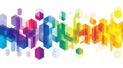 Colorful Abstract Geometric Pattern with Hexagons and Gradient Shades