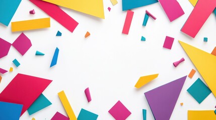 Colorful Paper Shapes on White Background for Creative Projects