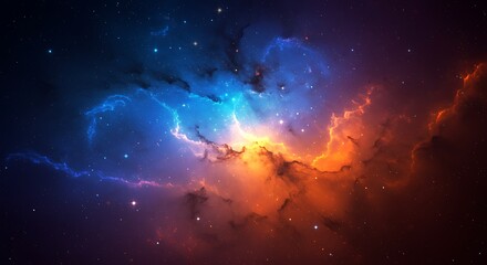 Fototapeta premium Cosmic Collision: A 3D Nebula Render AI Generated
