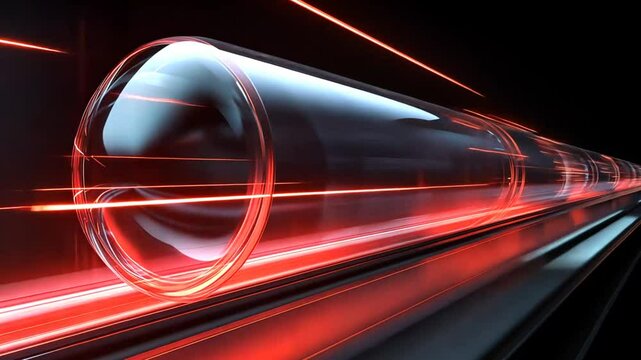 Innovative hyperloop concept speeding along a track, futuristic transportation technology